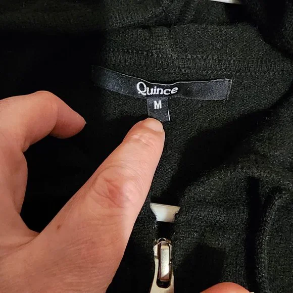 Quince Mongolian Cashmere Full-Zip Hoodie NWOT Black Med - Picture 5 of 6